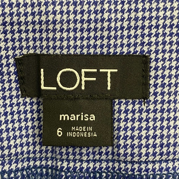 Loft size 6 Women’s Blue White Houndstooth Marisa Ankle Pants - Picture 7 of 8